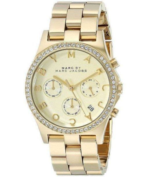 Marc By Marc Jacobs Henry Chronograph Crystals Gold Dial MBM3105 Womens Watch