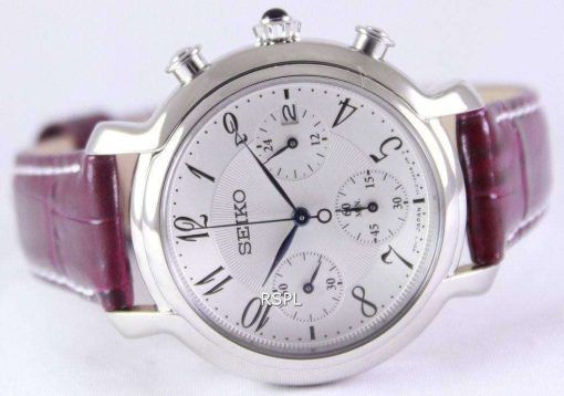 Seiko Quartz Chronograph Leather Strap SRW875P2 Women's Watch