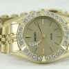 Seiko Solar Gold Tone Swarovski Crystals SUP096P1 SUP096P Womens Watch