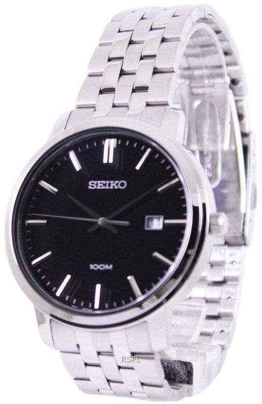 Seiko Quartz Black Dial SUR109P1 SUR109P Mens Watch