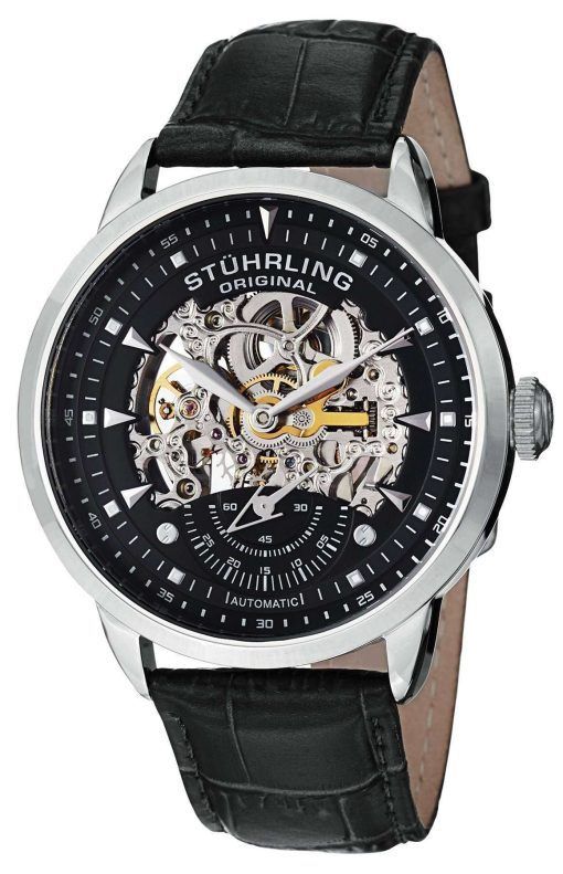 Stuhrling Original Executive Automatic Skeleton Black Leather 133.33151 Mens Watch