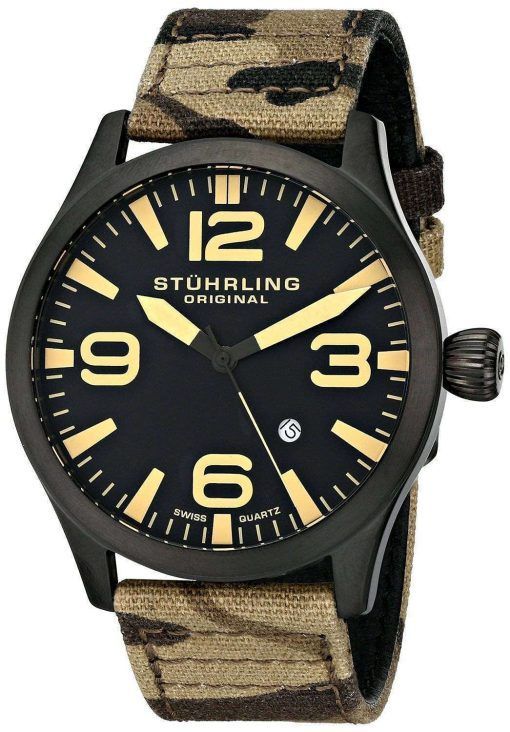 Stuhrling Original Aviator Swiss Quartz Camouflage Canvas 141C.02 Mens Watch