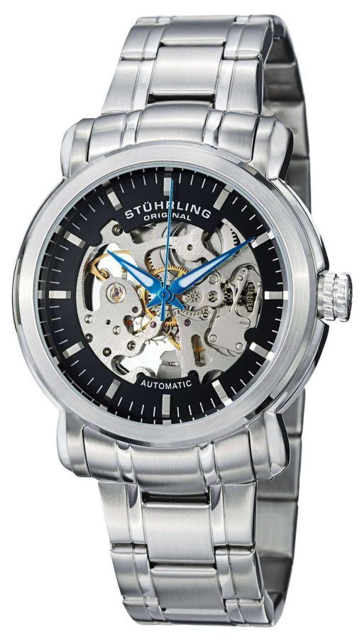 Stuhrling Original Delphi Antium Automatic Skeleton Black Dial 387.33111 Mens Watch