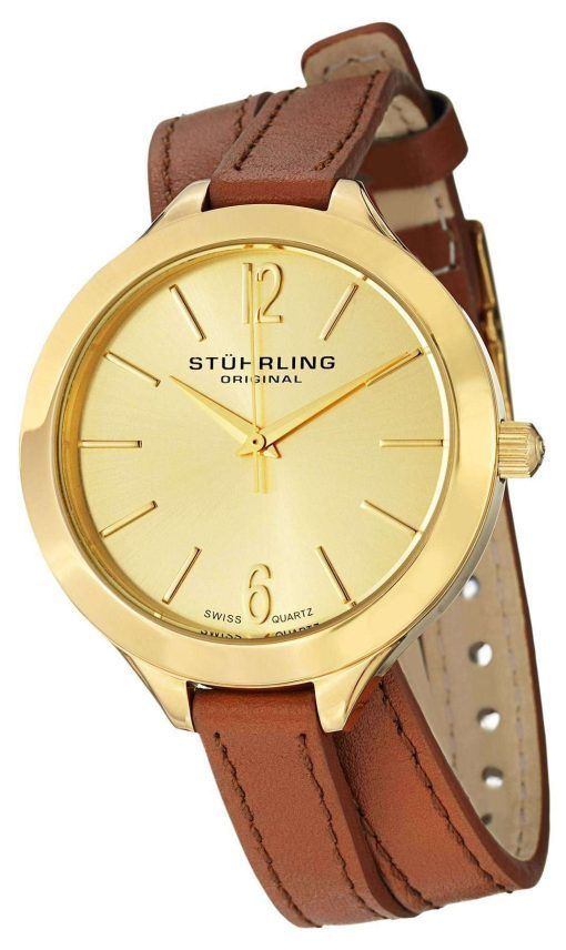 Stuhrling Original Soiree Deauville Sport Swiss Quartz Gold Dial 568.04 Womens Watch