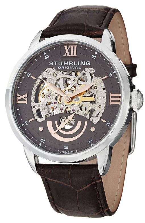 Stuhrling Original Executive II Automatic Grey Skeleton Dial 574.03 Mens Watch