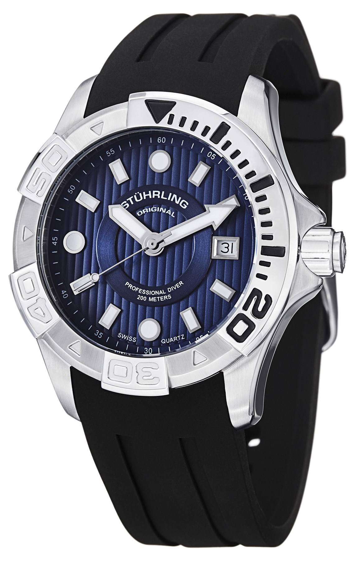 STUHRLING ORIGINAL 100mダイバーズウォッチ スイスクォーツ-