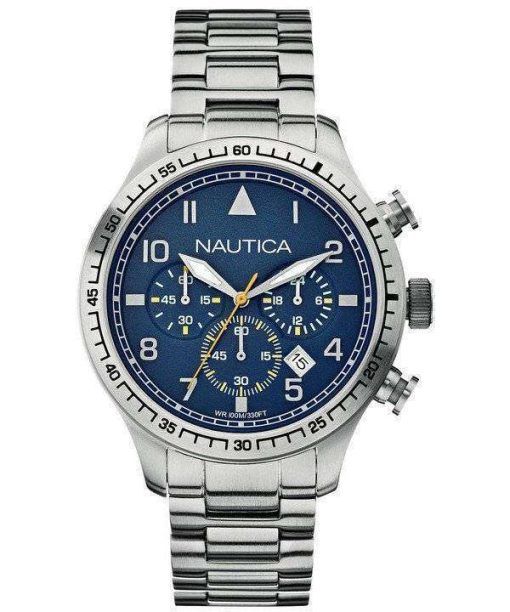 Nautica Chronograph Blue Dial Stainless Steel A18713G Men's Watch