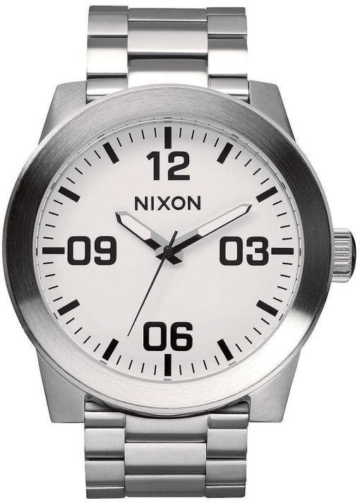 Nixon Corporal SS Quartz White Dial A346-100-00 Mens Watch