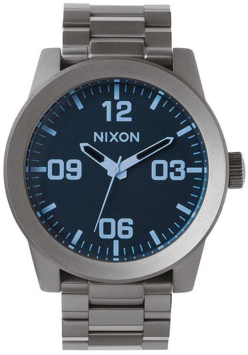 Nixon Corporal SS Gunmetal Blue Crystal A346-1427-00 Mens Watch