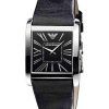 Emporio Armani Super Slim Black Dial Black Leather AR2007 Unisex Watch