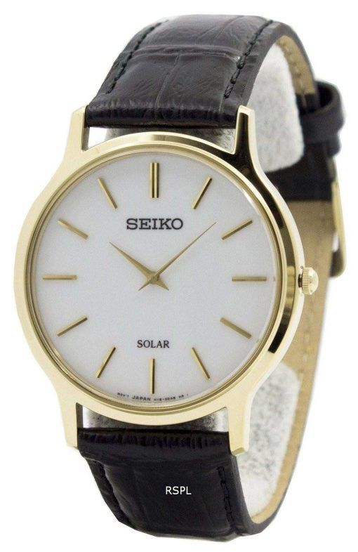 Seiko Solar White Dial Leather Strap SUP872P1 SUP872P Mens Watch