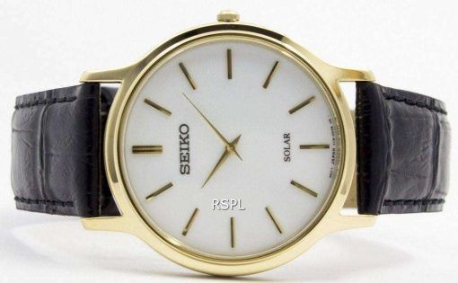 Seiko Solar White Dial Leather Strap SUP872P1 SUP872P Mens Watch