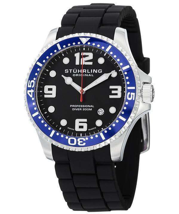 Stuhrling Aquadiver スイス製クォーツ 200 M 675.01SET メンズ腕時計 Japan