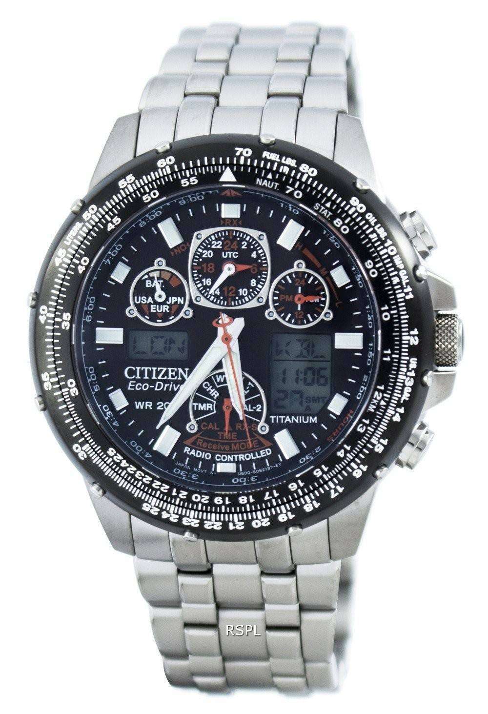 市民プロマスター スカイホーク チタン エコ ドライブ電波世界時間 JY0080 62E メンズ腕時計