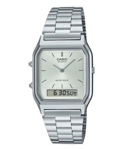 カシオ ヴィンテージ アナログ デジタル ホワイト ダイヤル クォーツ AQ-230A-7A レディース腕時計