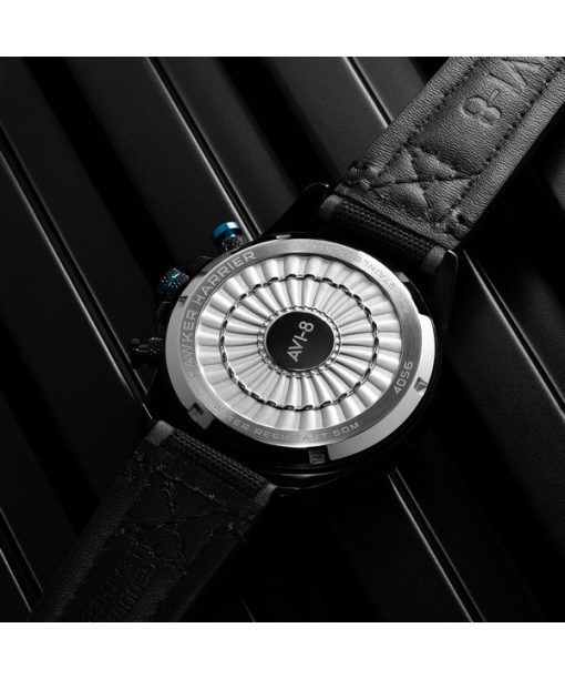 AVI-8 ホーカー ハリケーン デュアル レトログラード クロノグラフ ストーム ブラック レザー ストラップ ブラック ダイヤル クォーツ AV-4056-0A メンズ 腕時計