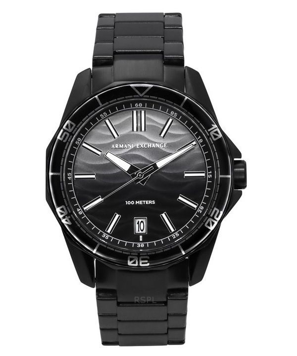 アルマーニ エクスチェンジ ブラック ステンレススチール グレー ダイヤル クォーツ AX1952 100M メンズ腕時計