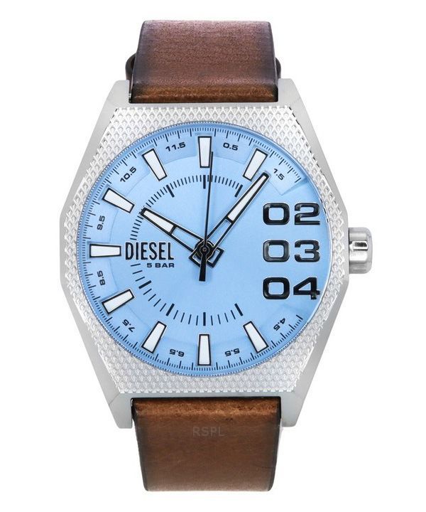 ディーゼル スクレーパー レザーストラップ ブルー ダイヤル クォーツ DZ2174 メンズ腕時計