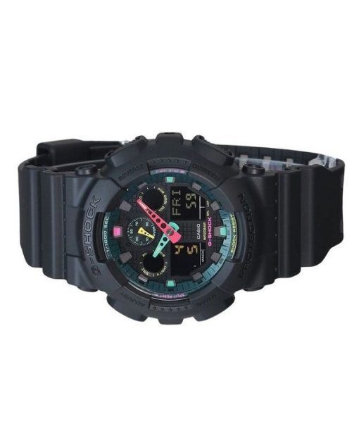 カシオ G-Shock アナログ デジタル マルチ蛍光アクセント シリーズ 樹脂ストラップ ブラック ダイヤル クォーツ GA-100MF-1A 200M メンズ腕時計