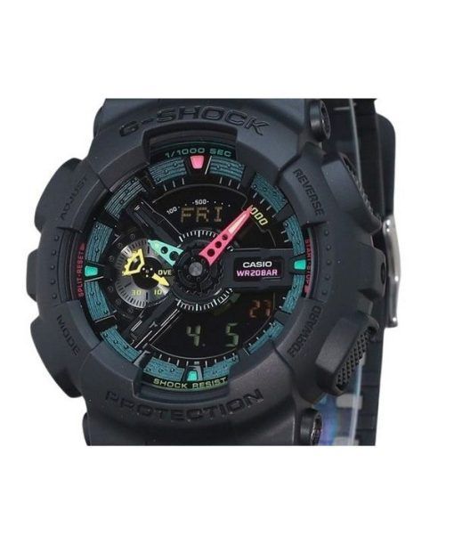 カシオ G-Shock アナログ デジタル マルチ蛍光アクセント シリーズ 樹脂ストラップ ブラック ダイヤル クォーツ GA-110MF-1A 200M メンズ腕時計