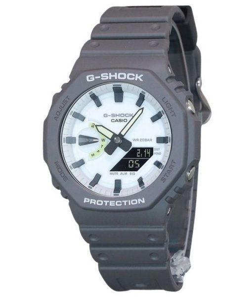 カシオ G-Shock ヒドゥン グロー シリーズ アナログ デジタル バイオベース 樹脂 ストラップ ホワイト ダイヤル クォーツ GA-2100HD-8A 200M メンズ 腕時計