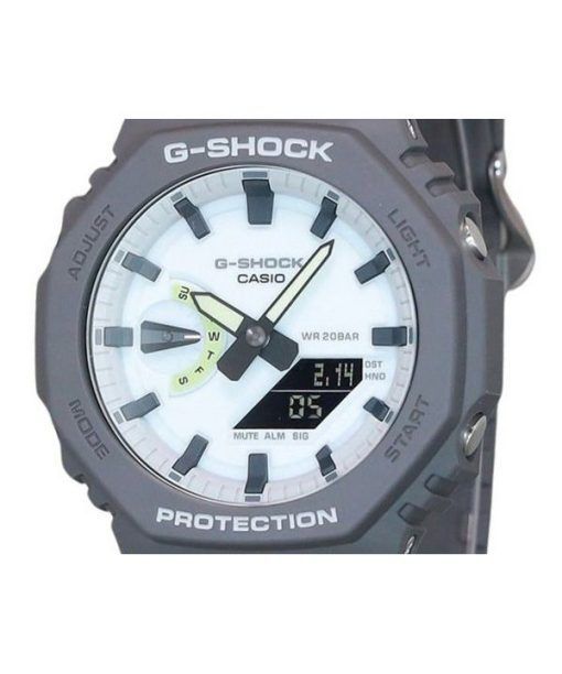 カシオ G-Shock ヒドゥン グロー シリーズ アナログ デジタル バイオベース 樹脂 ストラップ ホワイト ダイヤル クォーツ GA-2100HD-8A 200M メンズ 腕時計