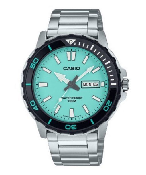 カシオ スタンダード アナログ ステンレススチール ターコイズ ダイヤル クォーツ MTD-125D-2A2V 100M メンズ腕時計