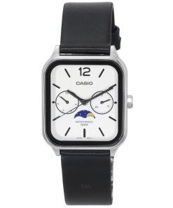 カシオ スタンダード アナログ ムーンフェイズ レザーストラップ ホワイト ダイヤル クォーツ MTP-M305L-7A メンズ腕時計