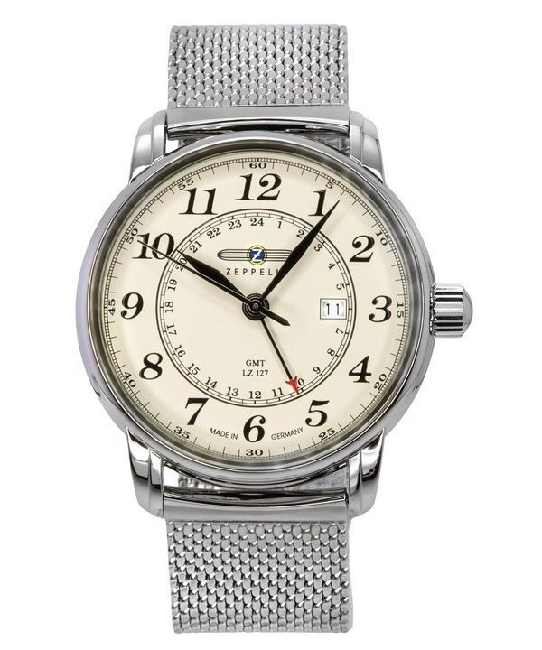 ツェッペリン LZ127 グラフ GMT ステンレススチール ベージュダイヤル クォーツ 7642M5 メンズ腕時計