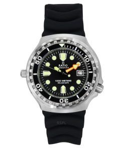 Ratio FreeDiver バージョン 02 ヘリウム安全 1000M サファイア クォーツ ブラック ダイヤル 1038EF102V-BLK-V02 メンズ腕時計