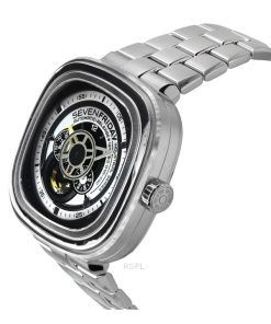 セブンフライデー Pシリーズ NFC ブラック&amp,ホワイト オープンハート ダイヤル 自動巻き P1B/01M SF-P1B-01M メンズ腕時計