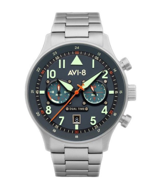 AVI-8 ホーカー ハリケーン キャリー デュアルタイム ギュタースロー ステンレススチール ブルーダイヤル AV-4088-22 メンズ腕時計