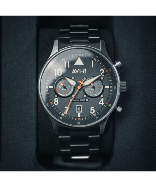 AVI-8 ホーカー ハリケーン キャリー デュアルタイム ギュタースロー ステンレススチール ブルーダイヤル AV-4088-22 メンズ腕時計