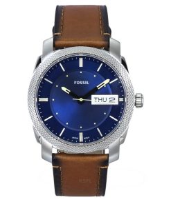 フォッシル マシーン ブラウン レザーストラップ ブルー ダイヤル クォーツ FS5920 メンズ腕時計