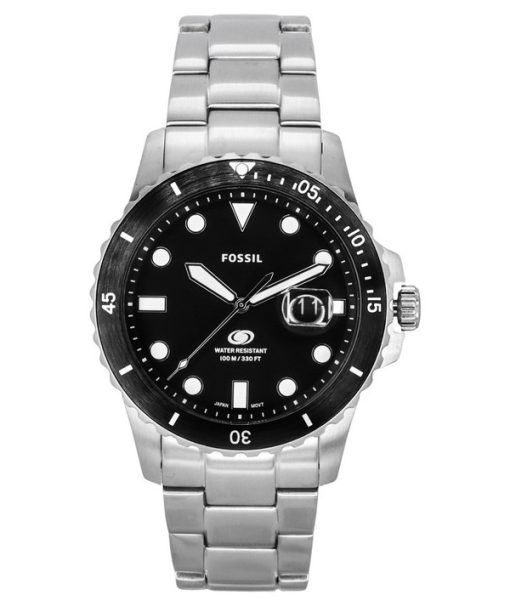 フォッシル ブルーダイブ ステンレススチール ブラックダイヤル クォーツ FS6032 100M メンズ腕時計