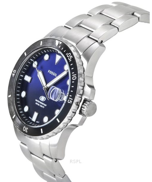 フォッシル ブルーダイブ ステンレススチール ブラック&amp,ブルーダイヤル クォーツ FS6038 100M メンズ腕時計