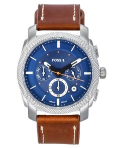 フォッシル マシン クロノグラフ レザーストラップ ブルー ダイヤル クォーツ FS6059 メンズ腕時計