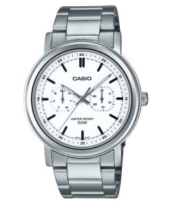 カシオ スタンダード アナログ ステンレススチール ホワイト ダイヤル クォーツ MTP-E335D-7EV メンズ腕時計