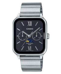 カシオ スタンダード アナログ ムーンフェイズ ステンレススチール ブラック ダイヤル クォーツ MTP-M305D-1A2V メンズ腕時計
