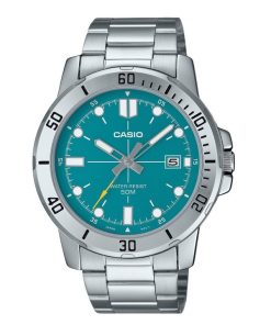 カシオ スタンダード アナログ ステンレススチール ターコイズブルー ダイヤル クォーツ MTP-VD01D-3E2V メンズ腕時計