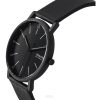 スカーゲン シグネチャー レザーストラップ ブラック ダイヤル クォーツ SKW6902 メンズ腕時計