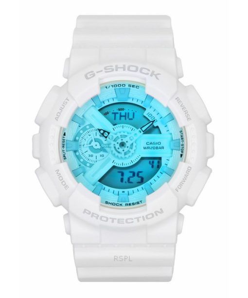 カシオ G-Shock アナログ デジタル ホワイト 樹脂ストラップ マルチカラー ダイヤル クォーツ GA-110TL-7A 200M メンズ腕時計