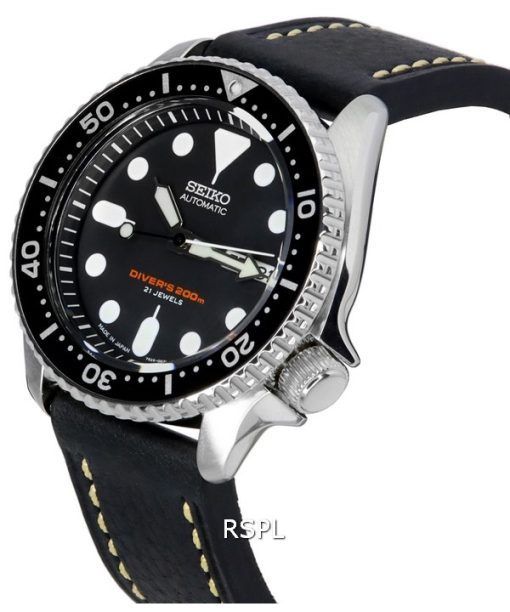 セイコー自動ダイバーズブラックレザーSKX007J1-LS2200Mメンズウォッチ