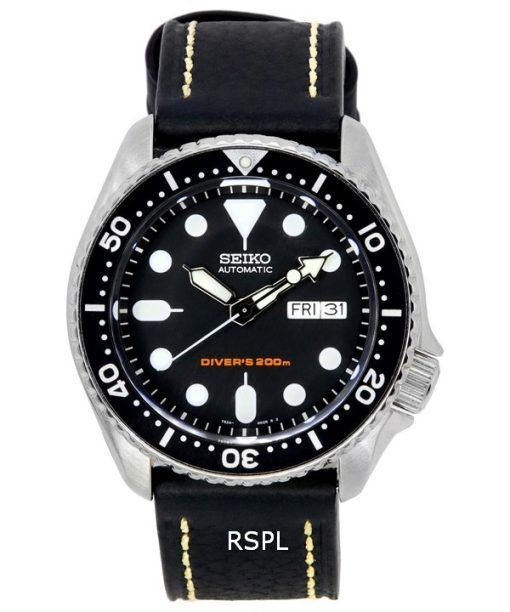 セイコー自動ダイバーズブラックレザーSKX007K1-LS2200Mメンズウォッチ