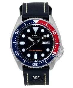 セイコー自動ダイバーズブラックレザーSKX009K1-LS2200Mメンズウォッチ