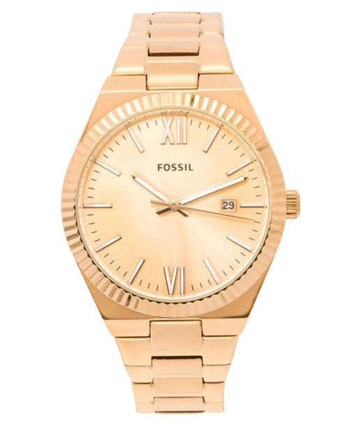 再生品 Fossil Scarlette ローズゴールド ステンレススチール ローズゴールド サンレイダイヤル クォーツ ES5258 レディース腕時計