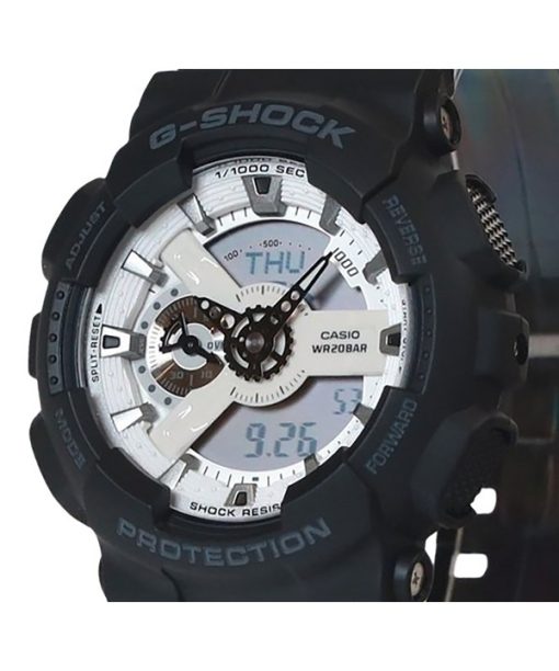 カシオ G-Shock アナログ デジタル 樹脂ストラップ ホワイト ダイヤル クォーツ GA-110WD-1A 200M メンズ腕時計