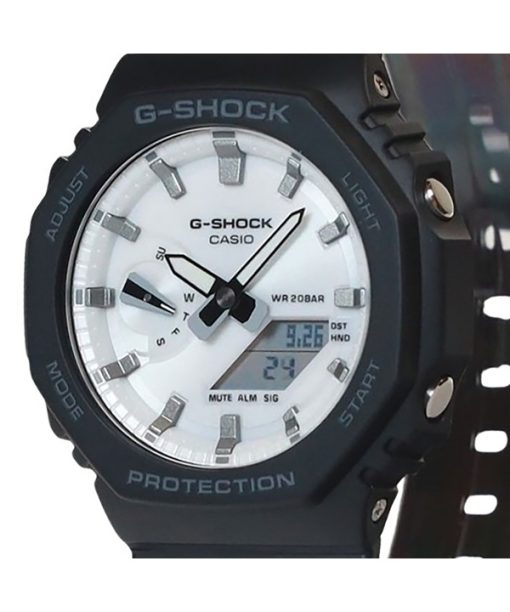 カシオ G-Shock アナログ デジタル バイオベース樹脂ストラップ ホワイト ダイヤル クォーツ GA-2100WD-1A 200M メンズ腕時計