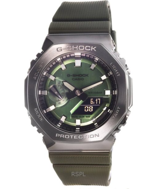 再生カシオ G-Shock アナログ デジタル グリーン ダイヤル 樹脂ストラップ クォーツ GM-2100B-3A 200M メンズ腕時計