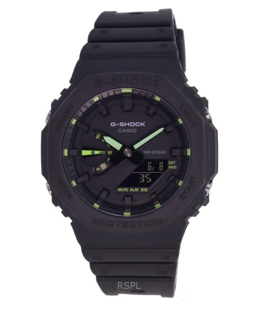 再生カシオ G-Shock アナログ デジタル ネオンアクセント 樹脂ストラップ ブラック ダイヤル クォーツ GA-2100-1A3 200M メンズ腕時計